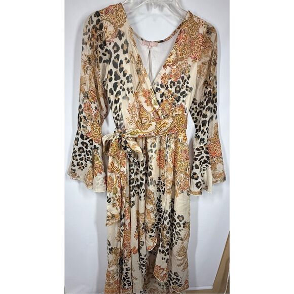 Une Ame boho high low wrap cheetah print dress size small ￼ - Picture 3 of 14
